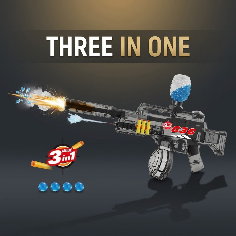 3in1 Electric G36 Soft Bullet & Gel Blaster Shooting Gun