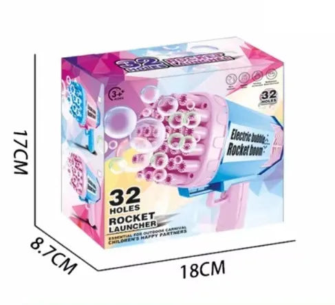 Rechargeable 32 Holes Rocket Launcher Colorful Bubble Gun