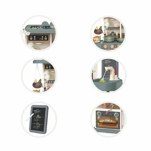 Water & Steam Modern Kitchen Set With Light & Sound - 43Pcs
