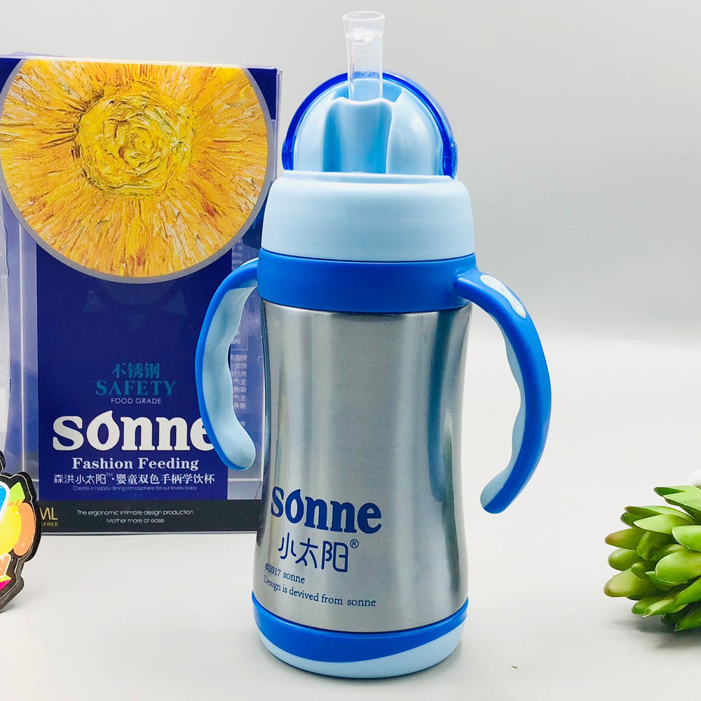 340ml Sonne Stainless Steel Fashion Feeding Bottle - Blue