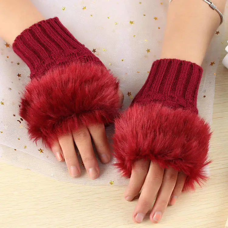 Wool Fancy Fingerless Winter Gloves