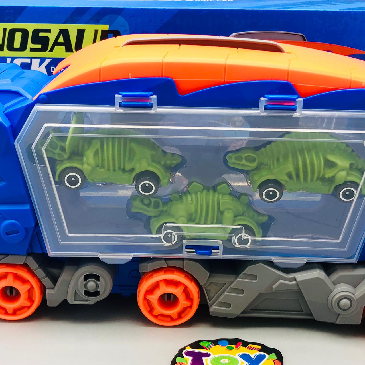 2in1 Foldable Dinosaur Truck With 3Pcs Cars