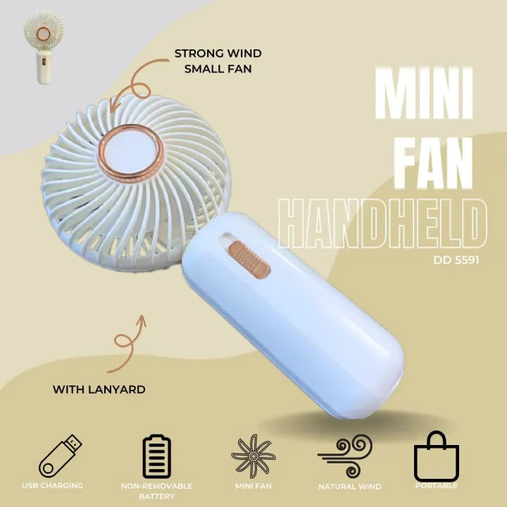 Rechargeable Handheld & Desktop Fan With Light