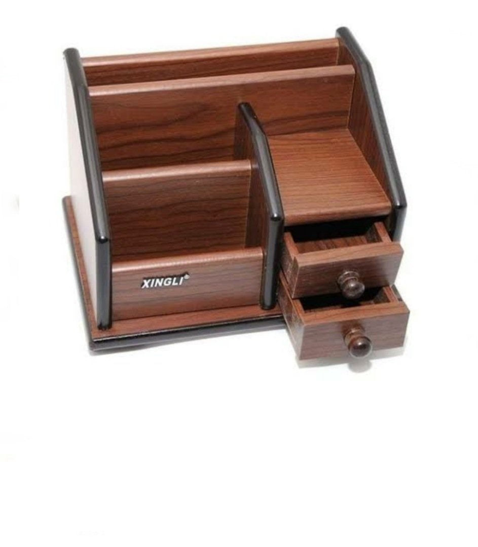 20cm Wooden Pen Holder With Draws