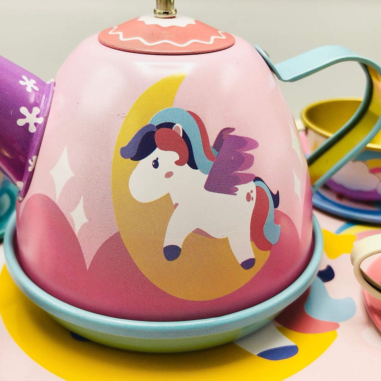 14Pcs Unicorn Themed Kids Metal Tea Set