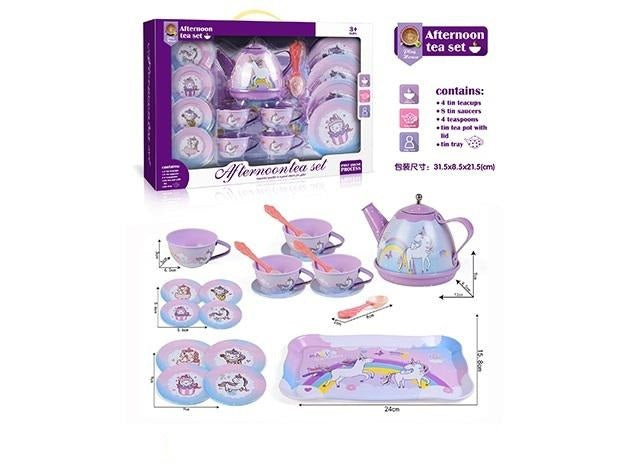18Pcs Unicorn Metal Tea Set For Kids