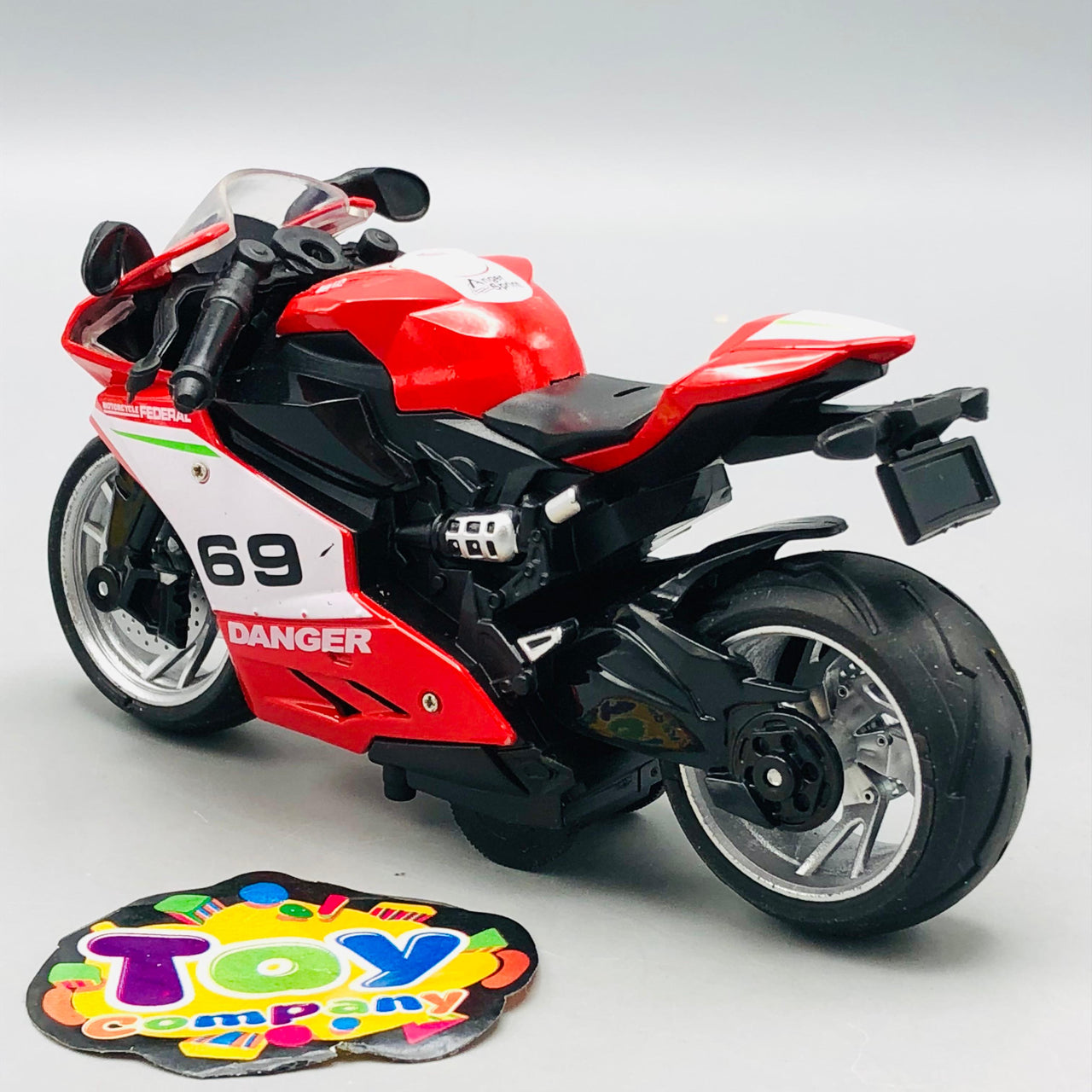 1:12 Diecast Pullback Danger Model Bike - 1Pc