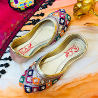 Hand-Made Multani Khussa for Girls - Multi Pink