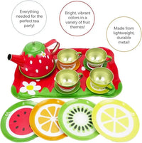 14Pcs Metal Fruit Themed Tea Set For Kids