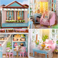 DIY Miniature Manxing Dessert Shop With LED Lights