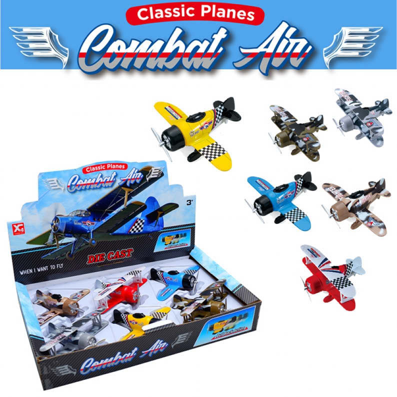 1Pc Diecast Pullback Combat Airplane Model - Assortment