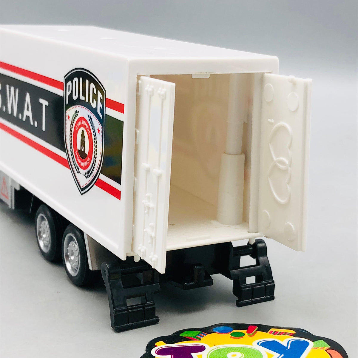 1Pc Alloy Pullback Police Container Truck