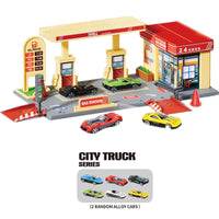 DIY Manual Gas Station With 2Pcs Cars
