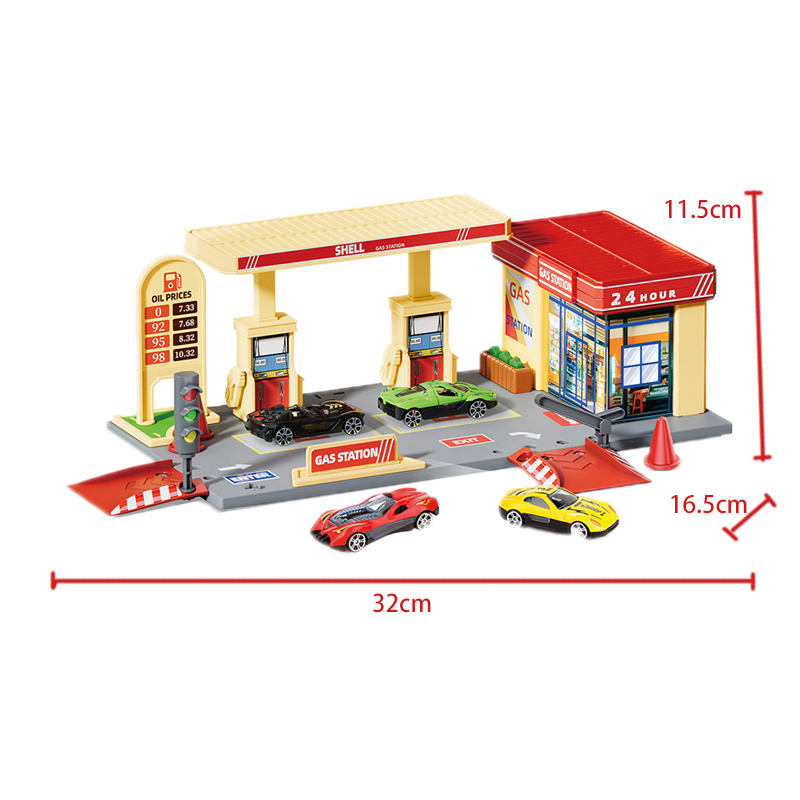 DIY Manual Gas Station With 2Pcs Cars