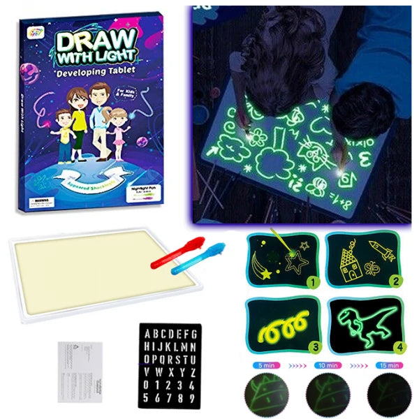 Draw With Lights Fun Painting Board With Nightlight Pen