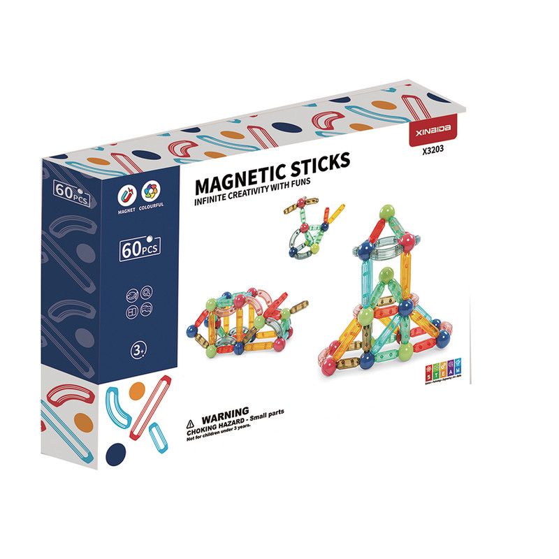 60 Pcs Magnetic Ball & Rod Sticks Building Blocks