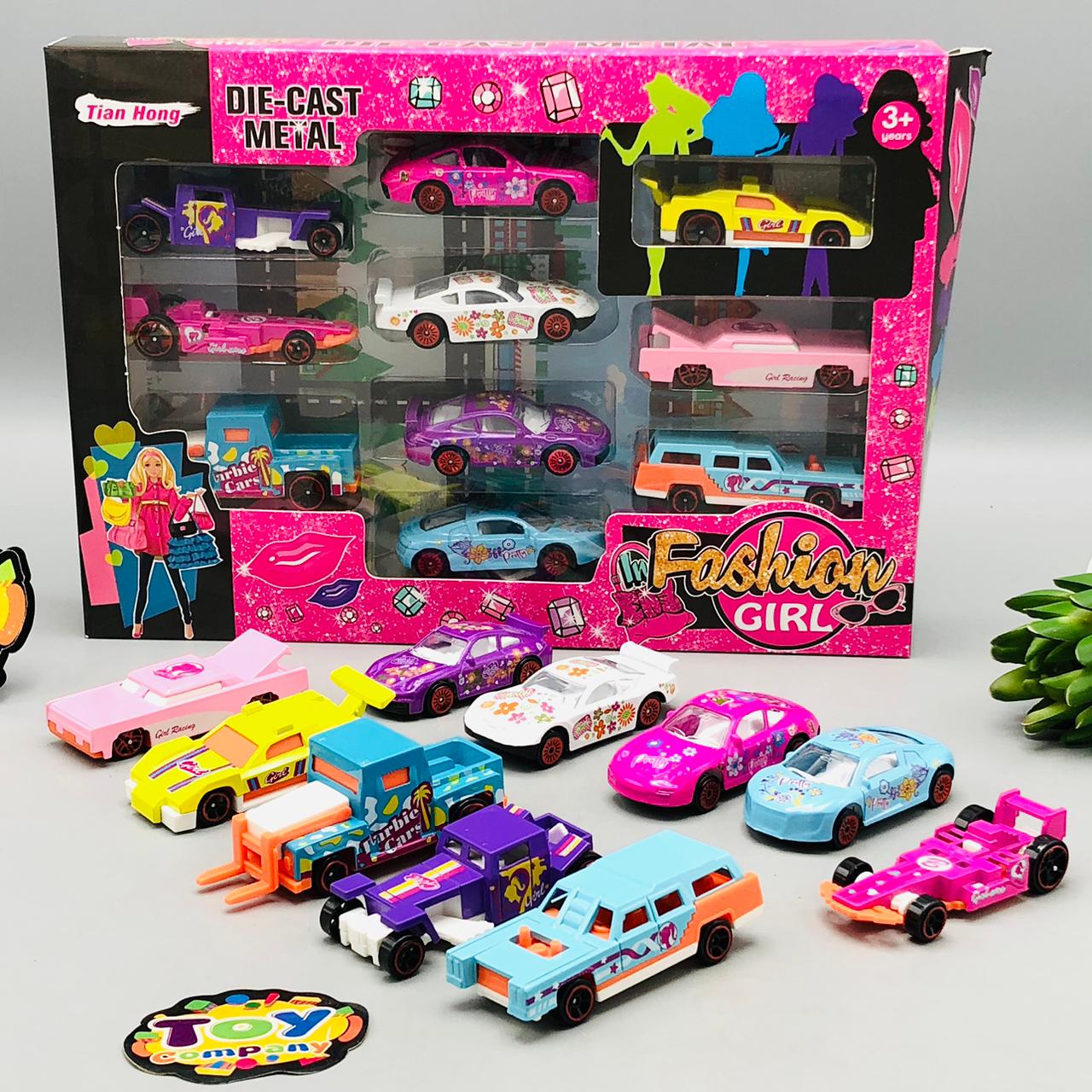 10Pcs Barbie Mini Diecast Inertial Cars Set