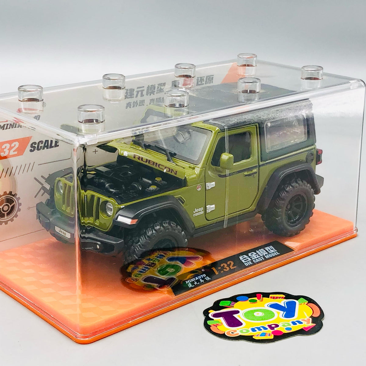 1:32 Diecast Rubicon Jeep With Acrylic Display Box - Green