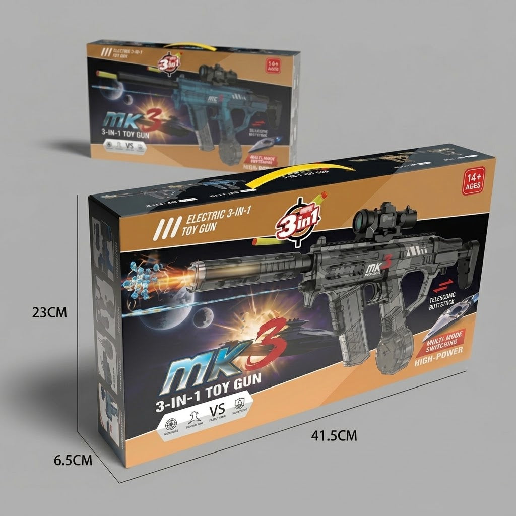 3in1 Electric MK3 Soft Bullet & Gel Blaster Shooting Gun