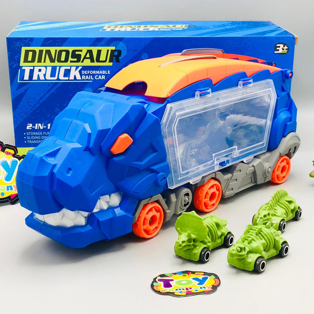 2in1 Foldable Dinosaur Truck With 3Pcs Cars