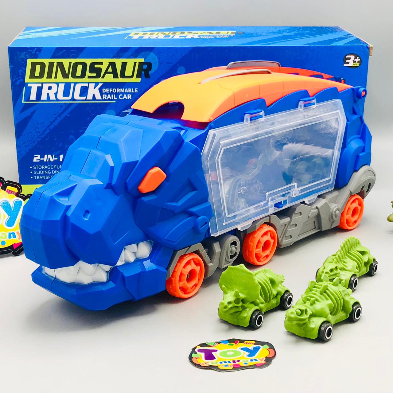 2in1 Foldable Dinosaur Truck With 3Pcs Cars