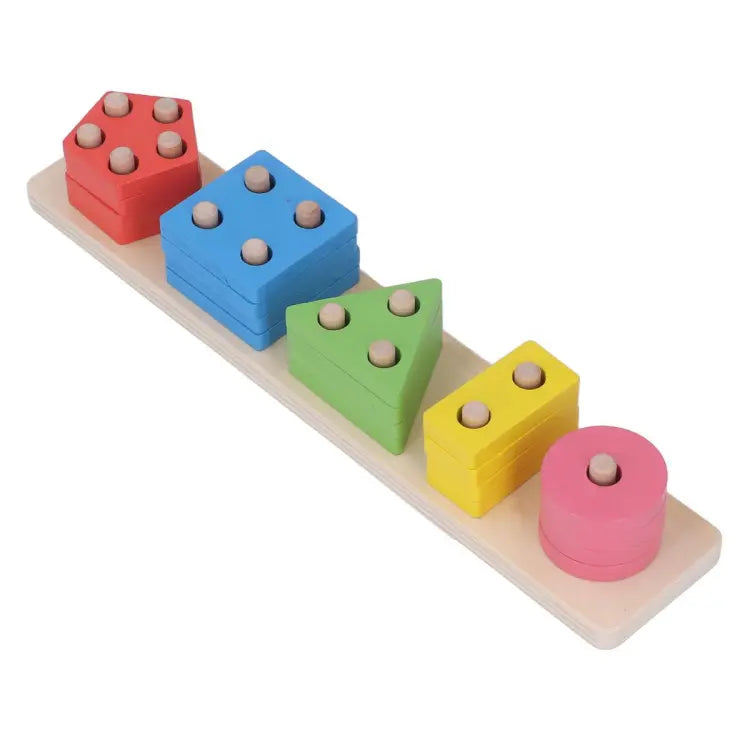 Wooden Building Blocks & 5 Sets Of Column