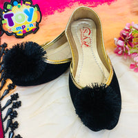 Thumbnail for Hand-Made Multani Khussa for Girls Velvet - Black