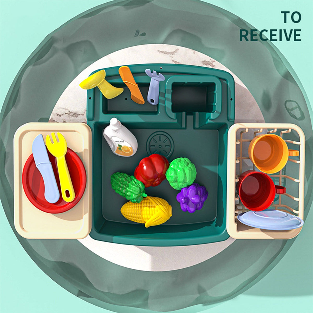 23Pcs Washing Vegetables Play Sink Table
