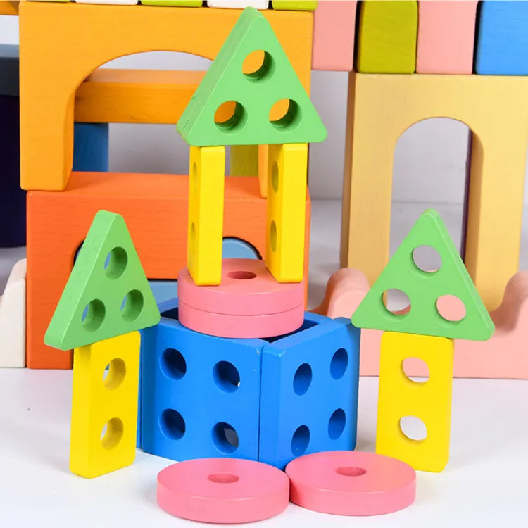 Wooden Building Blocks & 5 Sets Of Column