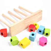 Wooden Montessori Shapes & Fruits Lacing Beads Set