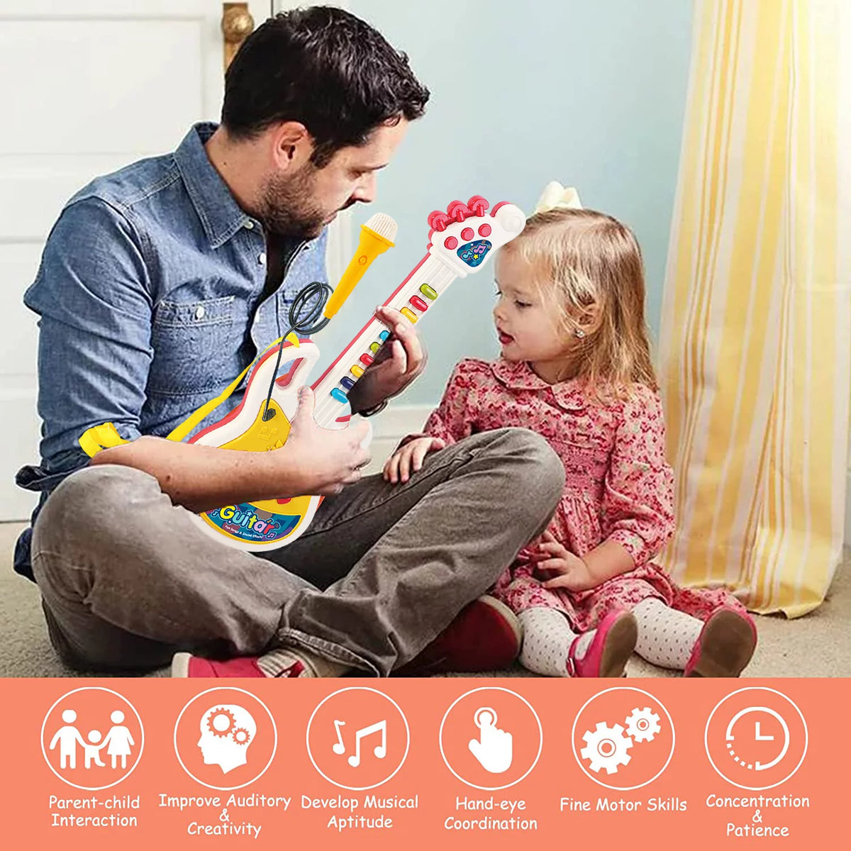 Electric Cute Guitar With Microphone