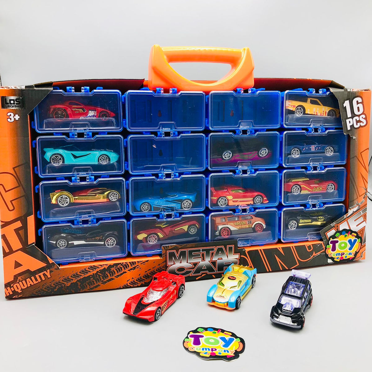 16Pcs Mini Diecast Inertial Cars With Display Racks