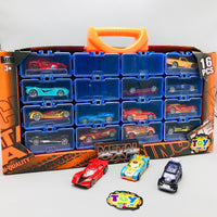 16Pcs Mini Diecast Inertial Cars With Display Racks