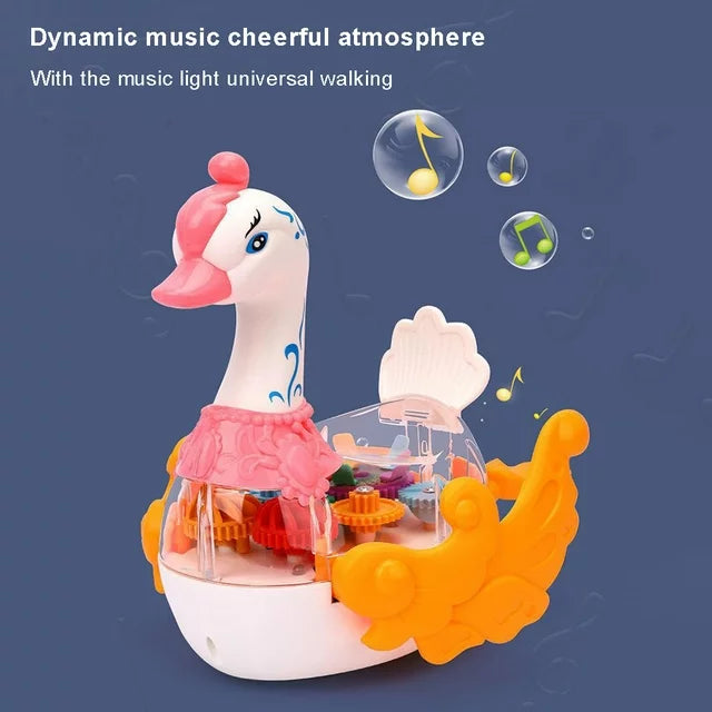 Electric Transparent Gear Swan With Light & Music