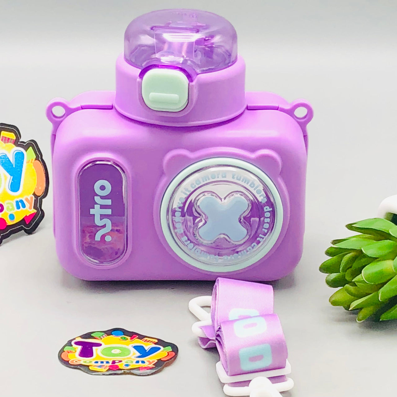 600ml Premium Camera Design Kids Water Bottle - Purple