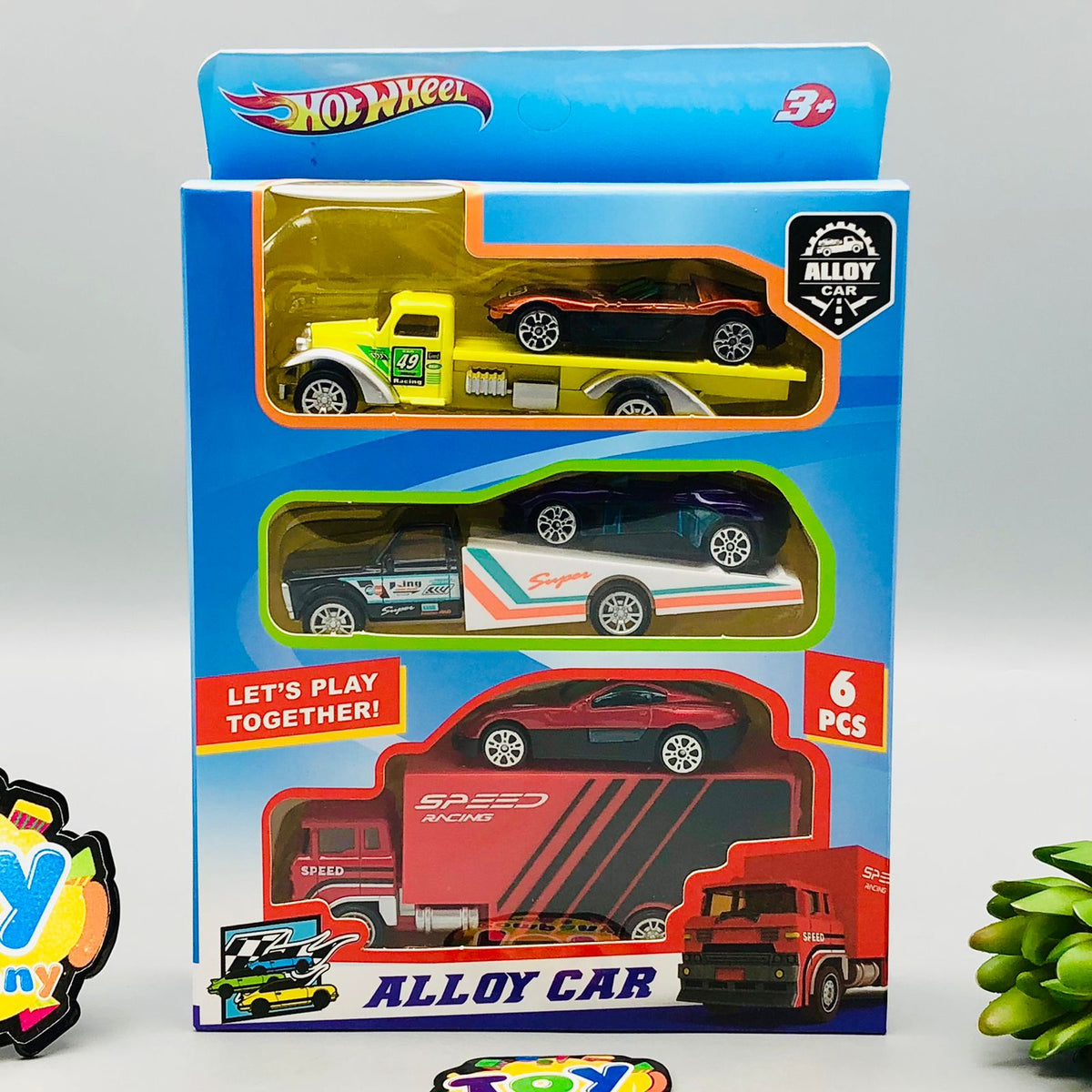 Hot Wheel Diecast Car With Trailer - 6Pcs