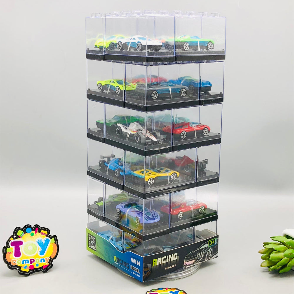 24Pcs Mini Diecast Cars Set With Acrylic Display Box