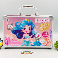 46Pcs Mermaid Realistic Makeup Suitcase