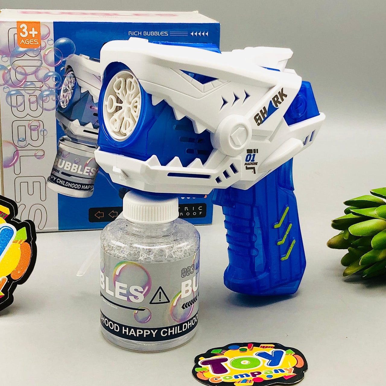 6 Holes Mini Shark Colorful Bubble Gun