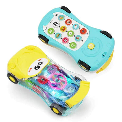 Kids Transparent Gear Phone Car With Light & Music