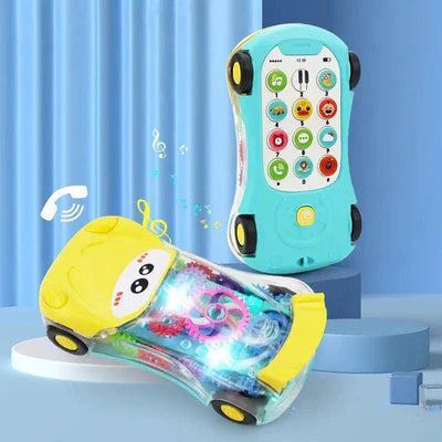 Kids Transparent Gear Phone Car With Light & Music