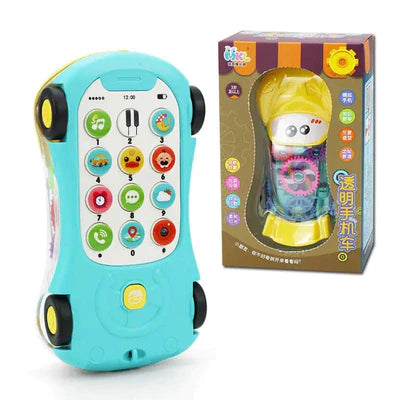 Kids Transparent Gear Phone Car With Light & Music