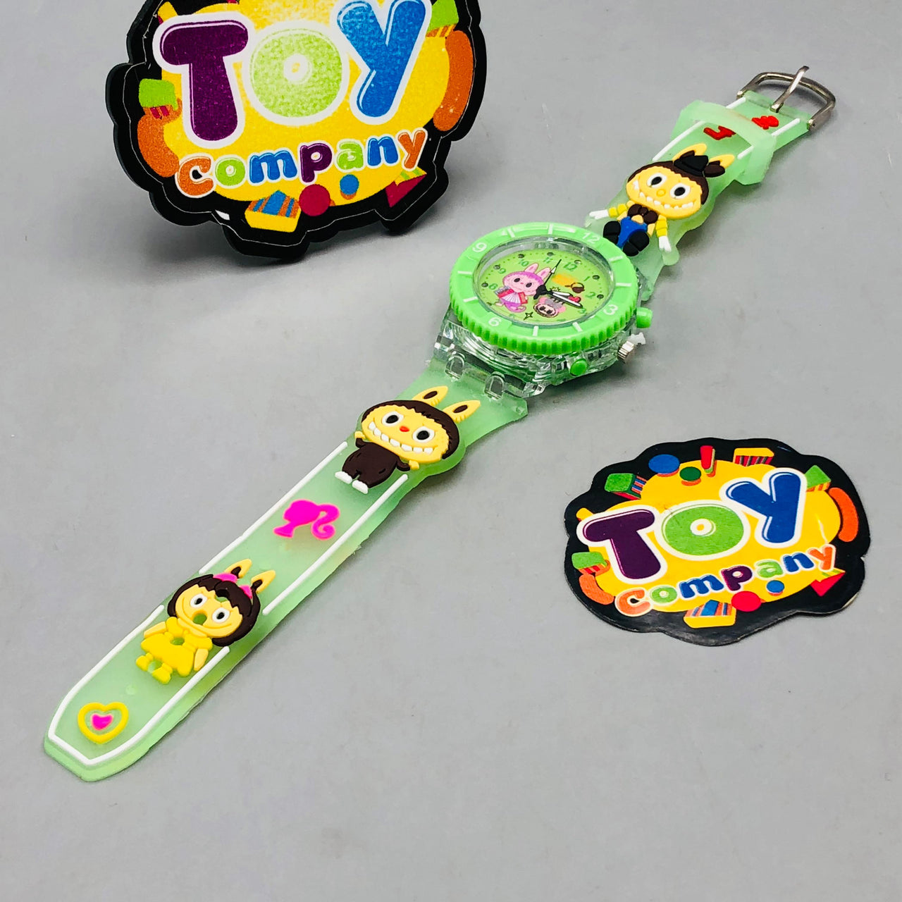 Labubu Themed Lighting Watch With Acrylic Box - Green