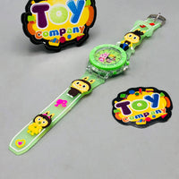 Labubu Themed Lighting Watch With Acrylic Box - Green