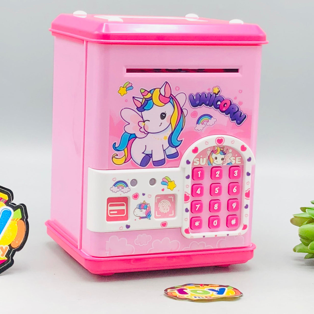 Unicorn Fingerprint & Swipe Card Unlock Piggy Bank