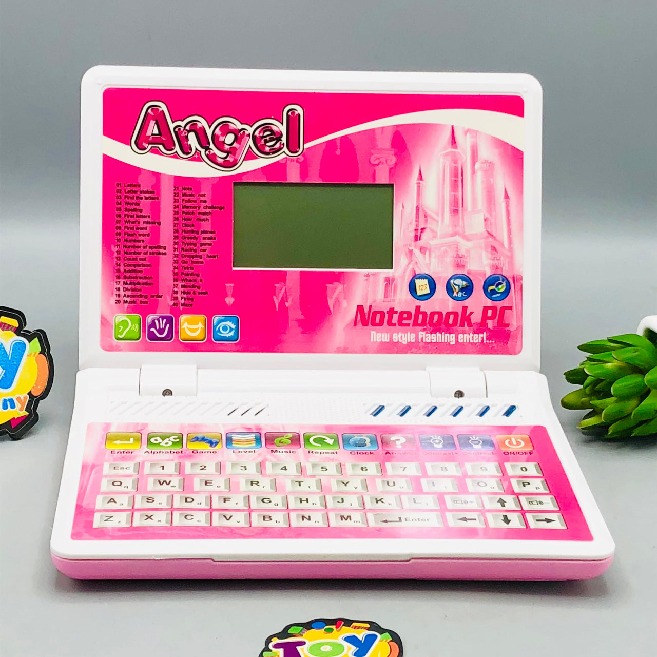 40 Activities Kids English Learning Laptop - Pink