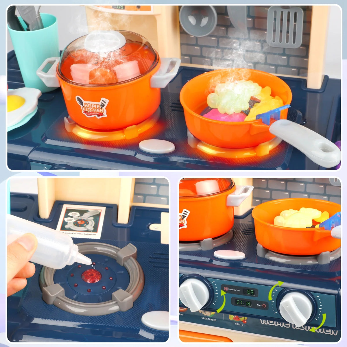 42Pcs Pretend Play Modern Steam Kitchen Set