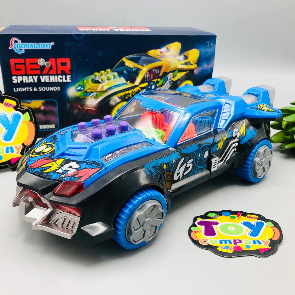 Electric Transparent Gear Musical Car With Smoke