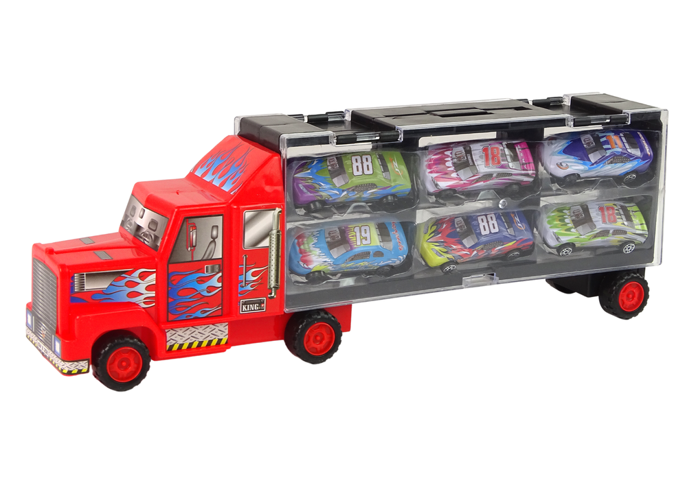 Inertial Transport Truck With 6Pcs Diecast Cars