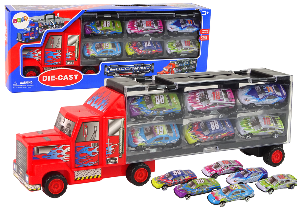 Inertial Transport Truck With 6Pcs Diecast Cars